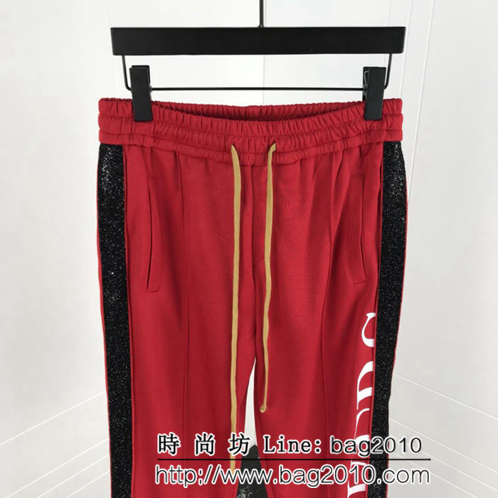 AMIRI 19早春 側邊閃粉珠片織帶 紅色運動褲 定制原版織帶 閃粉珠片印花 男女同款 ydi2416